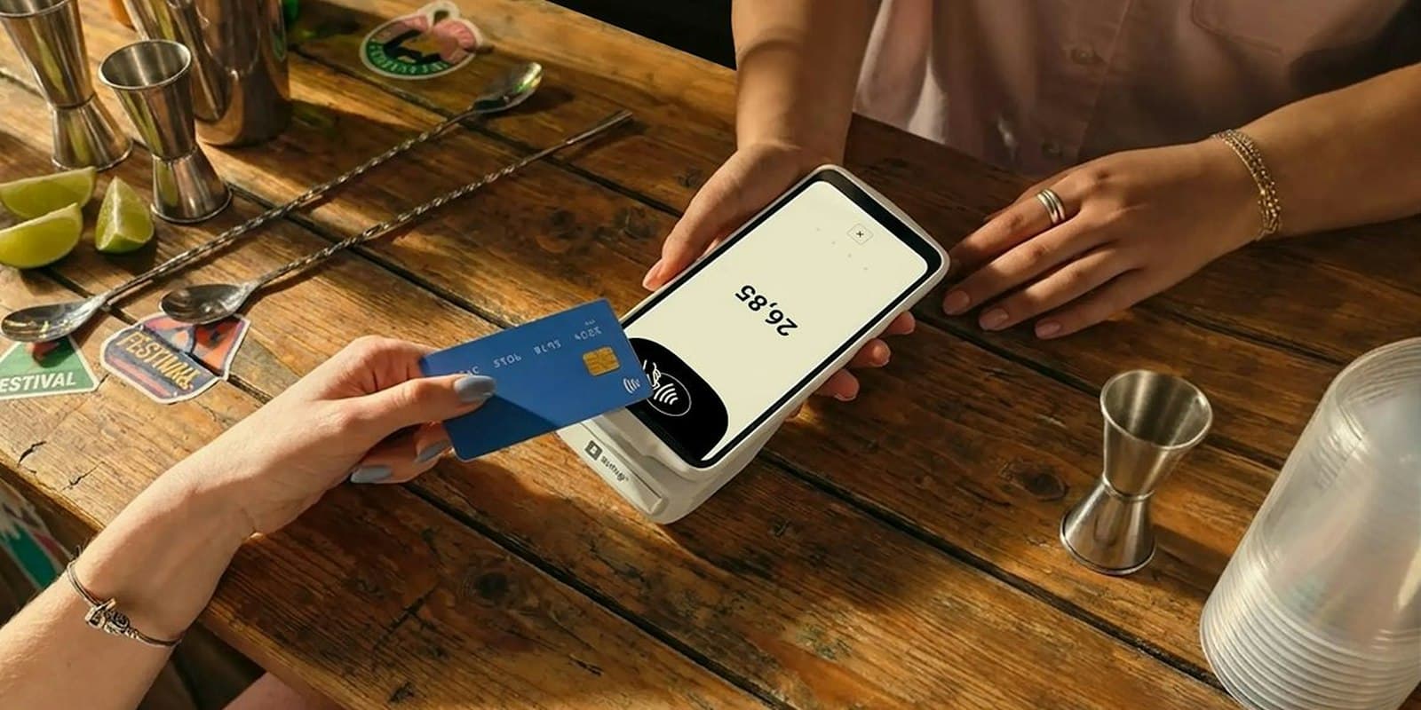 A card being tapped on a payment terminal